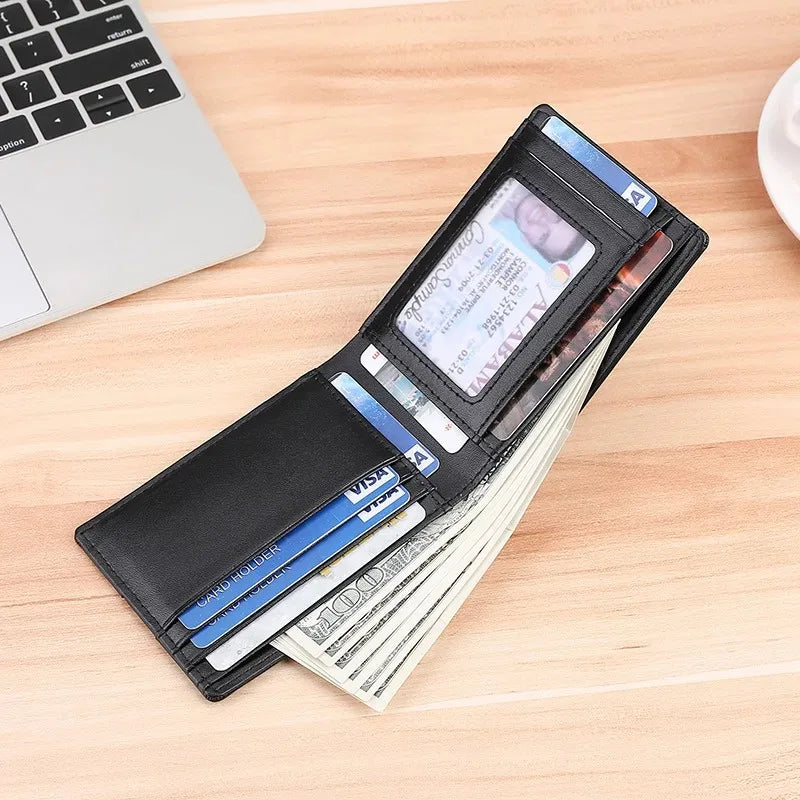 Airtag Wallet for Men Genuine Leather Bifold Wallets with Airtag Holder Classic Rfid Slim Front Pocket Men Card Holder Purse