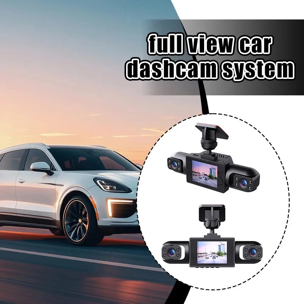 4-Lens 360° Panoramic Dash Cam, Full HD 1080P Car Driving Recorder with Front Rear Left Right Wide-angle Cameras Loop Recording