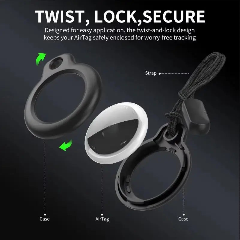 AirTag protective case with lanyard, scratch-resistant, 360-degree all-around protection, AirTag keychain accessory, AirTag stor