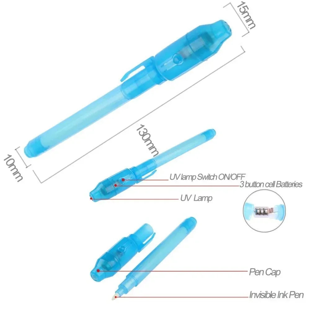 4-12pcs Invisible Ink Pen Spy Pen with UV Light Magic Marker for Secret Message Treasure Box Prizes Kids Party Favors Toys Gift