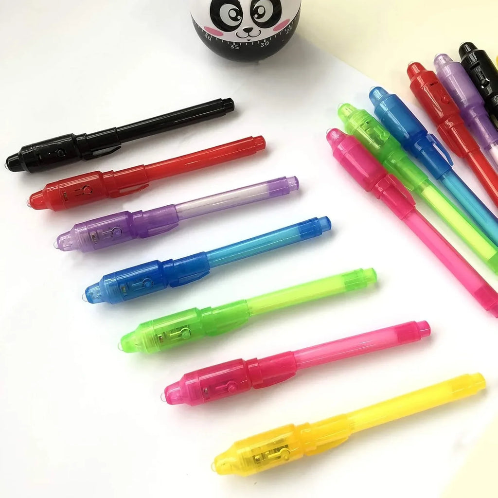 4-12pcs Invisible Ink Pen Spy Pen with UV Light Magic Marker for Secret Message Treasure Box Prizes Kids Party Favors Toys Gift