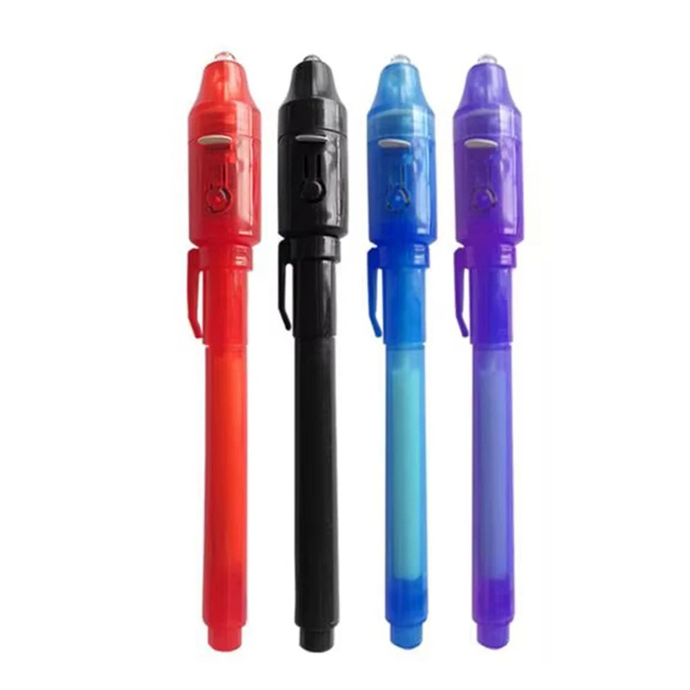 4-12pcs Invisible Ink Pen Spy Pen with UV Light Magic Marker for Secret Message Treasure Box Prizes Kids Party Favors Toys Gift