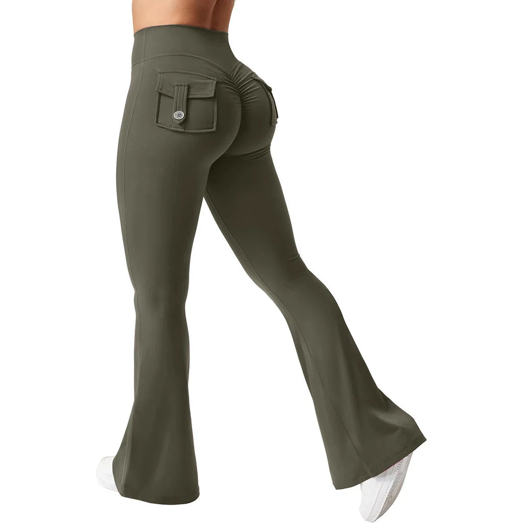 Fitness Yoga Leggings for Women Button Pocket Gym Leggings High Waist Butt Liftting Tights Leggins