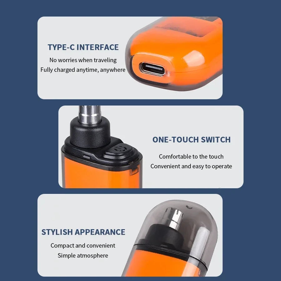 Portable Electric Nose Hair Trimmer USB charging Nose Ears Hair Eyebrow Trimmer for Men Rechargeable Painless set