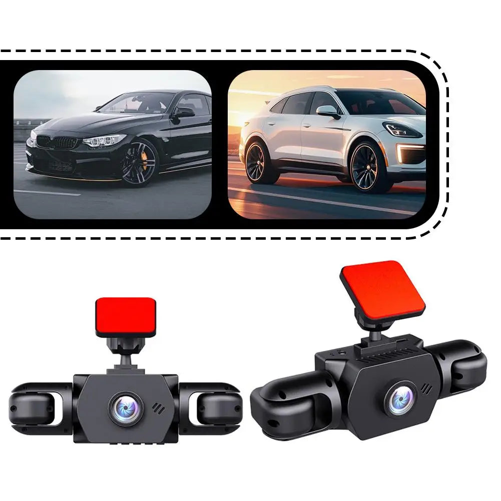 4-Lens 360° Panoramic Dash Cam, Full HD 1080P Car Driving Recorder with Front Rear Left Right Wide-angle Cameras Loop Recording