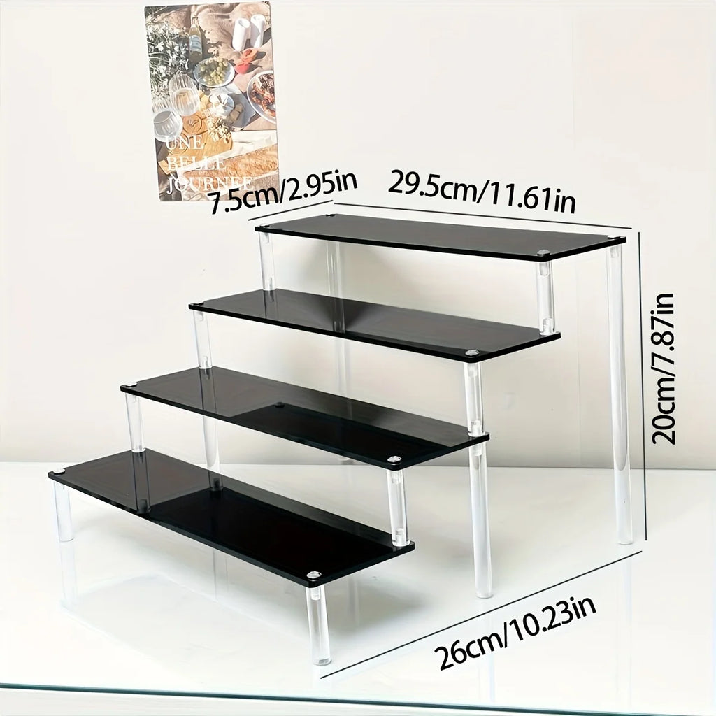 1pc Multi-Functional Perfume Step Display Rack - Black/Transparent Acrylic Desktop Organizer for Cosmetics & Bracelets, Ideal fo