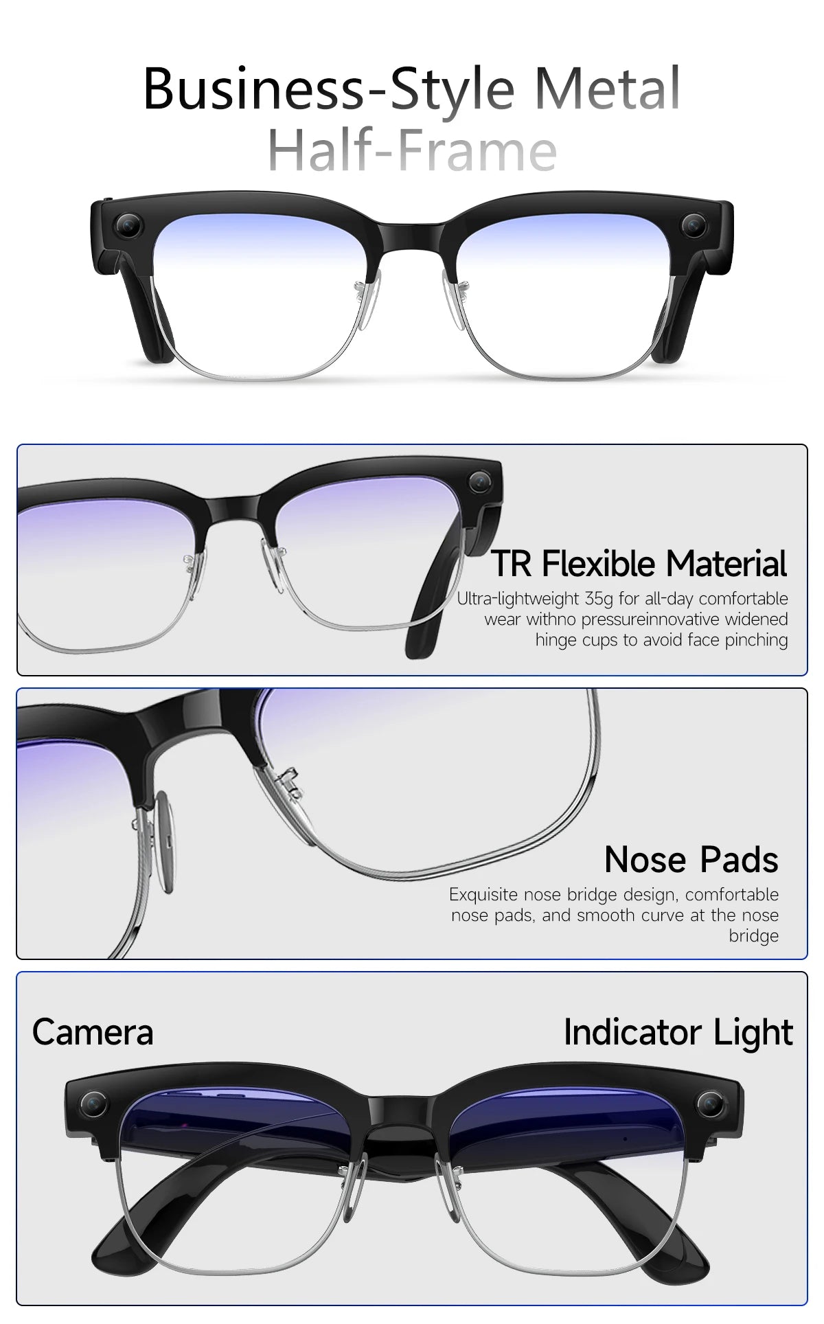 2026New AI Smart Glasses 8 Million HD Pixels Camera Photo Video Recording WIFI Transmission Sunglasses Call Music Play Men Women