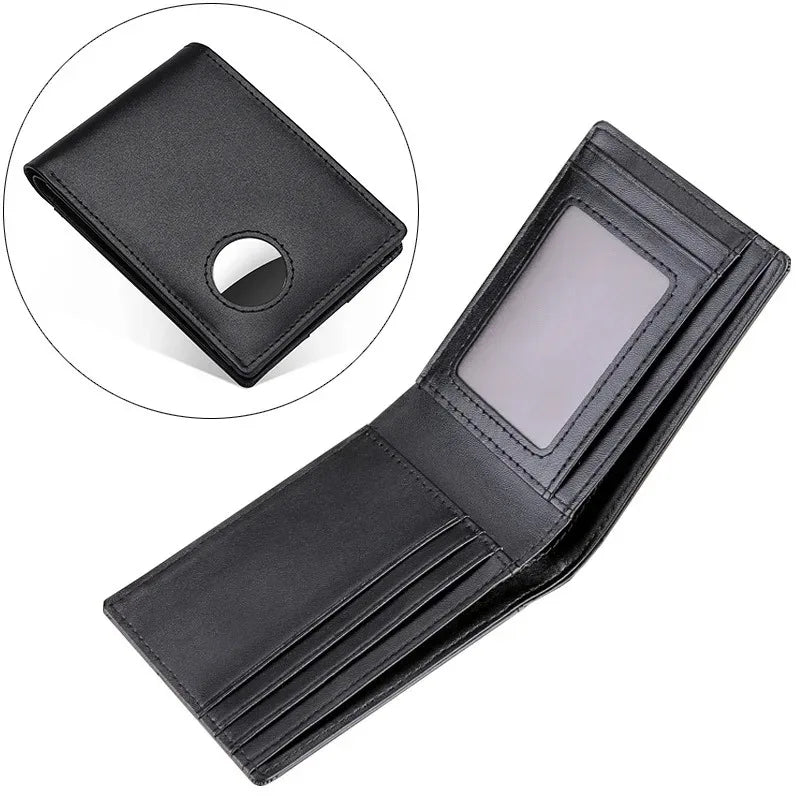 Airtag Wallet for Men Genuine Leather Bifold Wallets with Airtag Holder Classic Rfid Slim Front Pocket Men Card Holder Purse