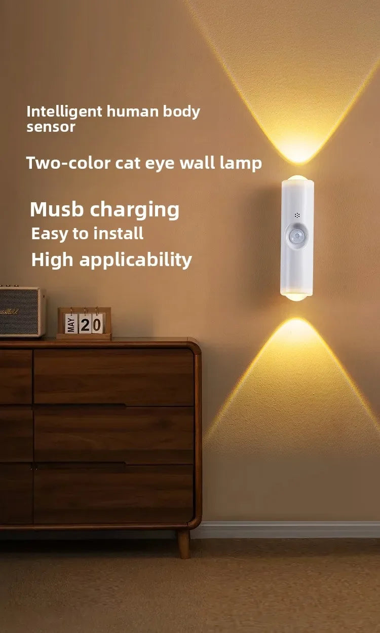 Rechargeable Magnetic LED Night Light RGB Sunset Lamp Wireless Wall Lamp With Motion Sensor For Stair Cabinet Hallway Room Decor