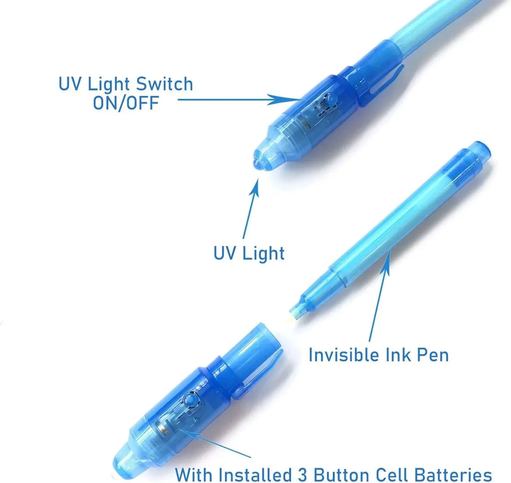 4-12pcs Invisible Ink Pen Spy Pen with UV Light Magic Marker for Secret Message Treasure Box Prizes Kids Party Favors Toys Gift