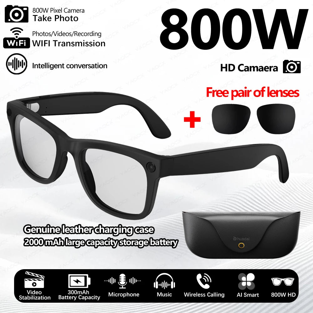 2026 New Smart Glasses 800W Take Pictures Record Al Translation WIFI Transmission AI Recognition GPT 2000MAH Music Smart Glasses