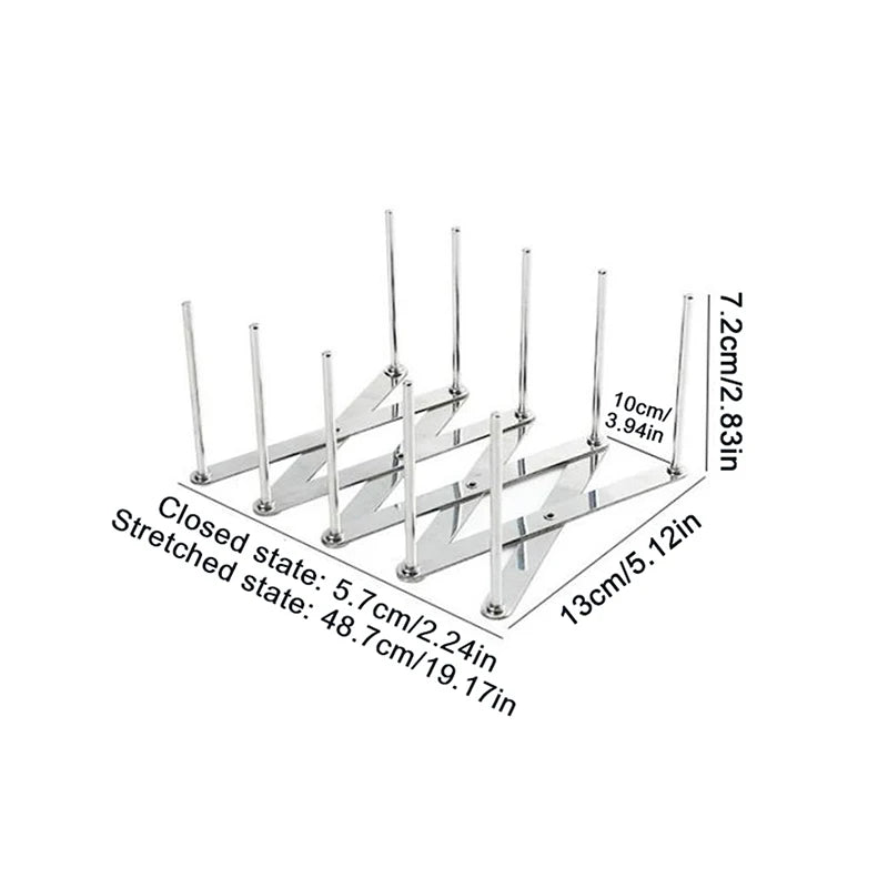 Pot Lid Rack Pan Lid Organizer Retractable Foldable Stainless Steel Plate Dish Holder Shelf Tableware Storage Kitchen Gadgets