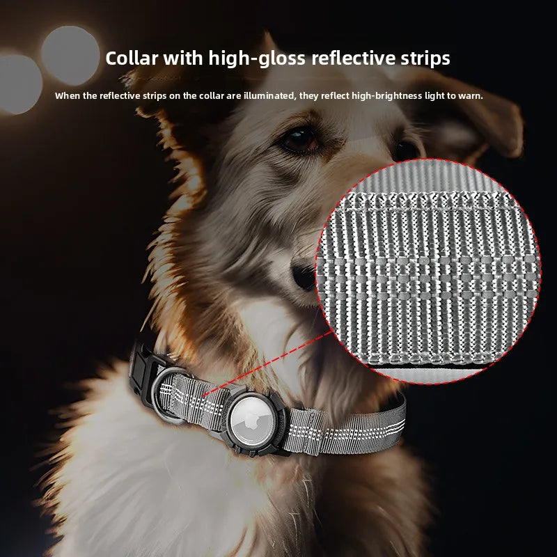 Airtag Dog Collar with Waterproof AirTag Case, Reflective Soft Padded & Safety Air Tag Pet Collar Adjustable for Large Dogs
