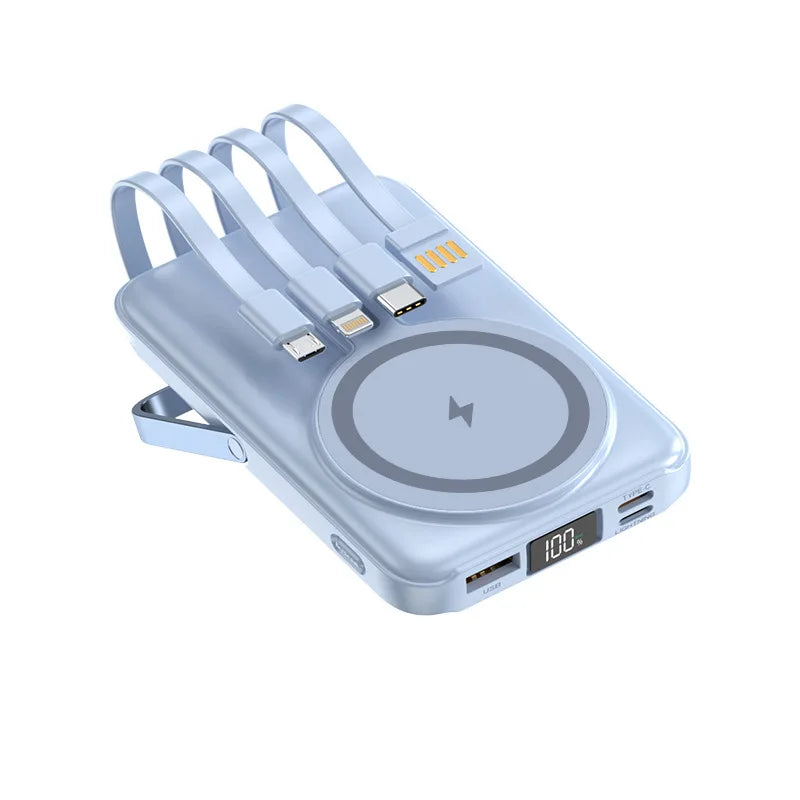 New Magnetic Power Bank 20000mAh Fast Charging Wireless W/ Cables Stand for IPhone Magsafe Powerbank Portable External Battery