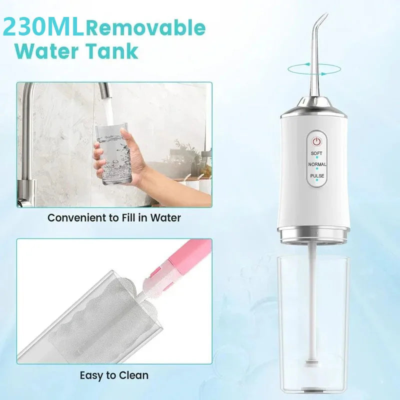 Professional Flossing Portable Electric 4Nozzle Toothbrush Combo Tonsil Stone Remover Family Oral Irrigator Water Dental Flosser
