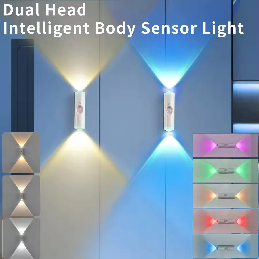 Rechargeable Magnetic LED Night Light RGB Sunset Lamp Wireless Wall Lamp With Motion Sensor For Stair Cabinet Hallway Room Decor