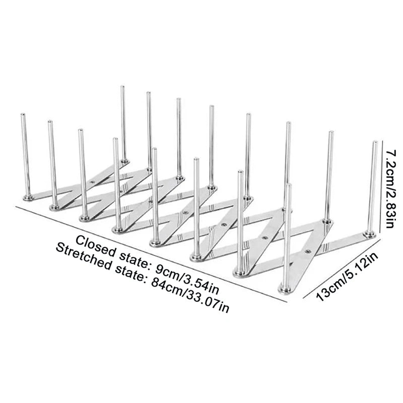 Pot Lid Rack Pan Lid Organizer Retractable Foldable Stainless Steel Plate Dish Holder Shelf Tableware Storage Kitchen Gadgets