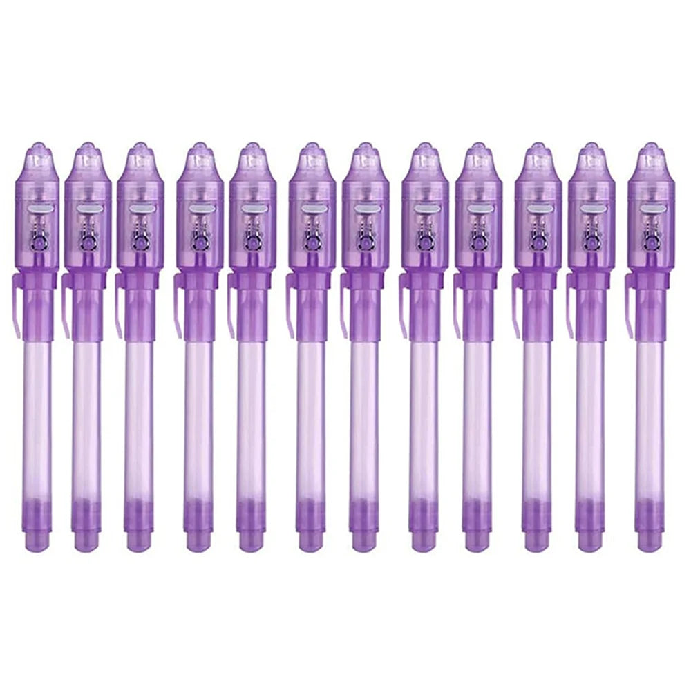 4-12pcs Invisible Ink Pen Spy Pen with UV Light Magic Marker for Secret Message Treasure Box Prizes Kids Party Favors Toys Gift