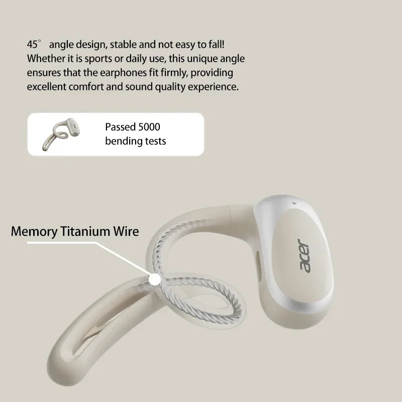Acer OHR-517 Open-Ear Earphones Ear Hooks Wireless Bluetooth 5.4 Headphones Hi-Res OWS Earphones Bass Boost Sport Earbuds 48Hrs
