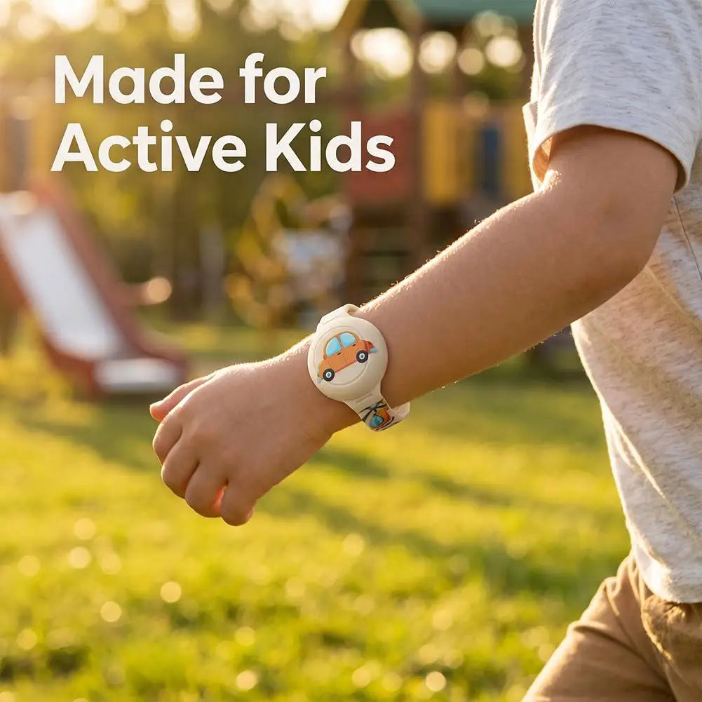 AirTag Bracelet for Kids, Waterproof Cute Cartoon Air tag Holder for Kids with Full Coverage Design Silicone Hidden Wristband