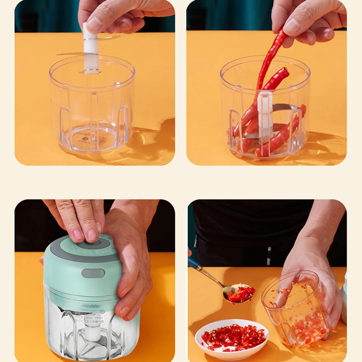 Electric Kitchen Food Chopper Mini Garlic Masher crusher USB Portable Meat Grinder Vegetable Chopper for Kitchen Gadgets
