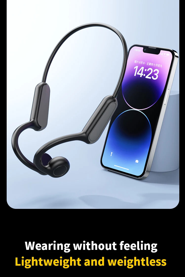 B8 True Bone Conduction Earphones Bluetooth 5.3 Sports Wireless Headphones Ear Hook IPX5 Waterproof Headset for Running Driving
