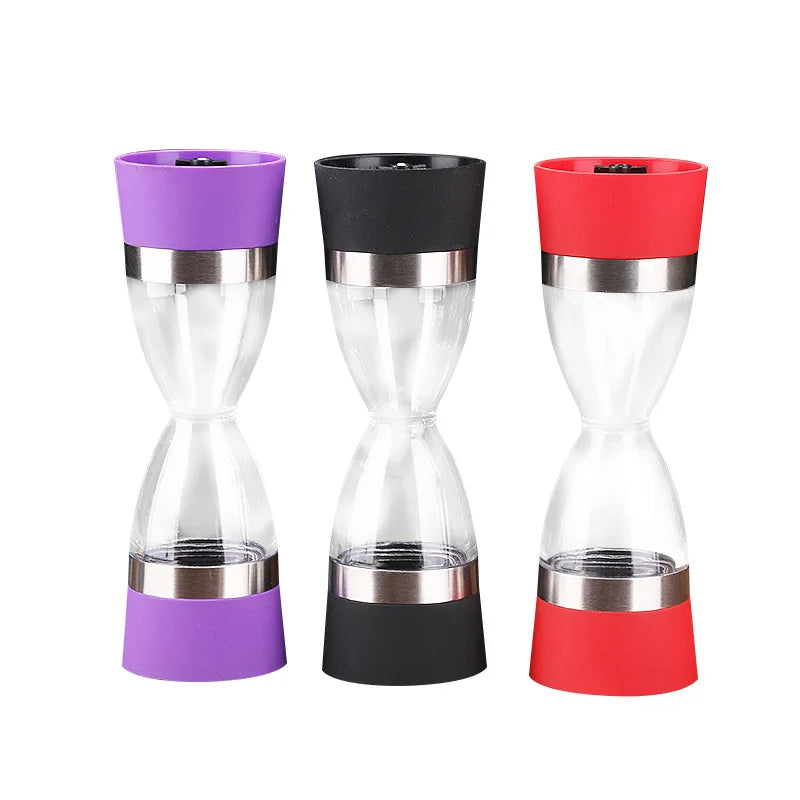 2 in 1 Hourglass Shape Manual Salt Pepper Mill Spice Grinder Pepper Shaker  Salt and Pepper Grinder Kitchen Gadgets Cooking Tool