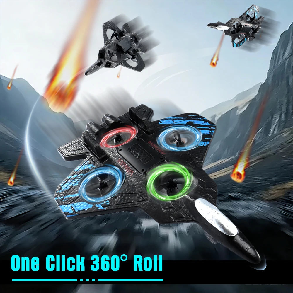 RC Airplane 2.4G Remote Control Airaraft Stunt Tumbling Helicopter Drone with LED 360 Rotation Fighter Plane Toys Gifts