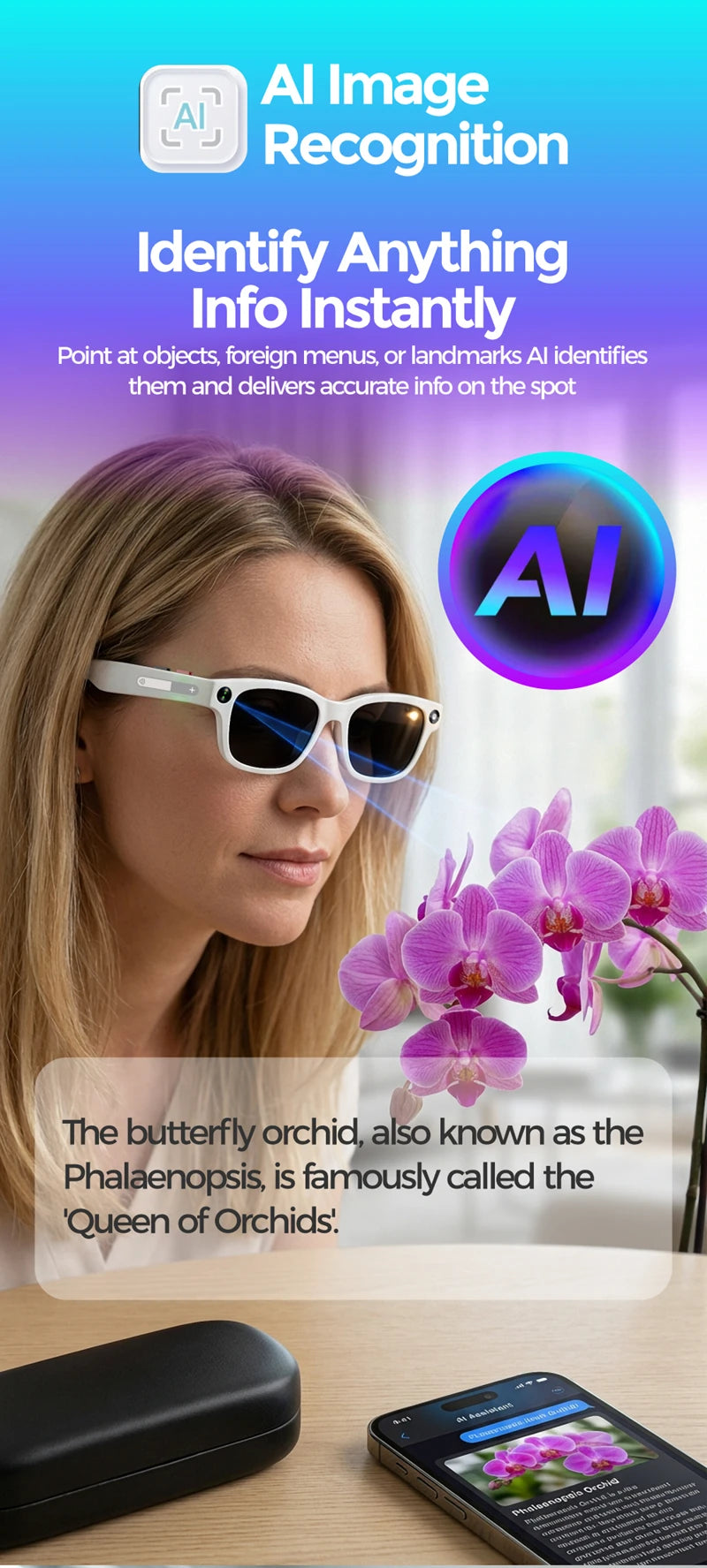 2026 New AI Smart Glasses AI Translation 8MP HD Camera 4K Shooting Image Bluetooth Call Recording Music Smart Sunglasses