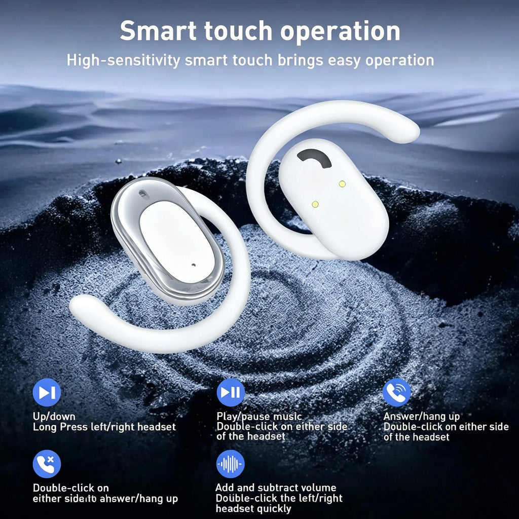 OWS Earphones Over-Ear Open-Ear Wireless Bluetooth 5.4 Headphones Style Noise Cancellation Rotatable Feature With Mic Audi