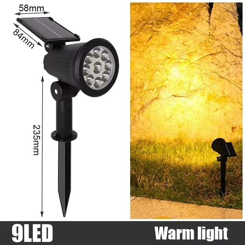 2/9LEDs RGB Solar Light Outdoors Landscape Spotlights Color Changing 2 In 1 Wireless Waterproof Solar Wall Lamp Patio Garden