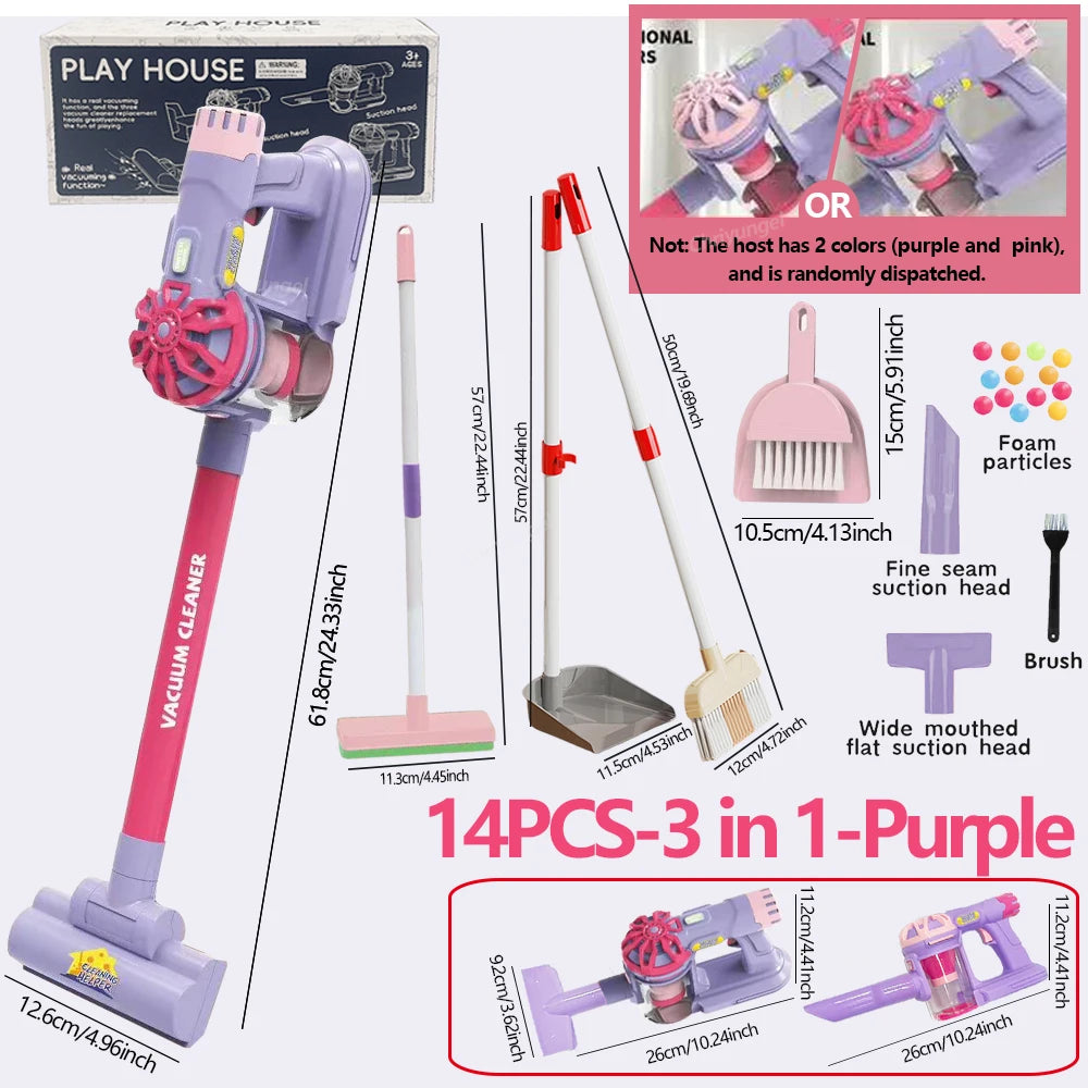 Kids Simulation Electric Vacuum Cleaner Toy Set Housekeeping Role Play Educational Toys for Toddlers Perfect Gift for Girls Boys