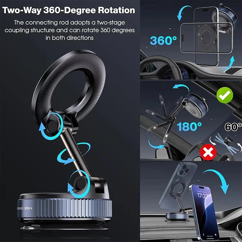 Magnetic Car Phone Holder 360 Degree Rotation Vacuum Adsorption Strong Suction Holder for Mobile PhoneCar Bracket Universal New